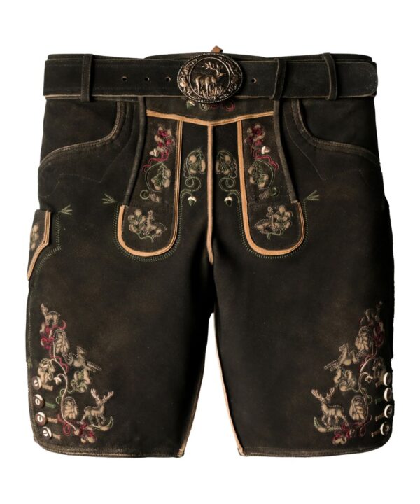 Men’s Bavarian Lederhosen Shorts Faded Black