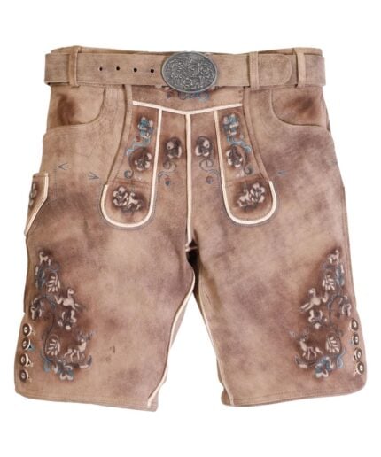 Traditional Beige Lederhosen with Blue Detail