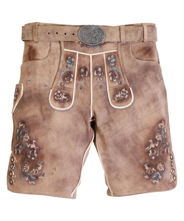 Traditional Beige Lederhosen with Blue Detail
