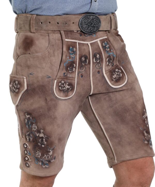 Traditional Beige Lederhosen with Blue Detail