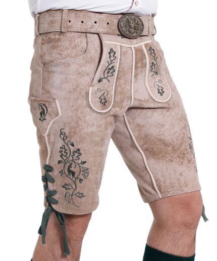 Classic Bone White Leather Lederhosen Shorts